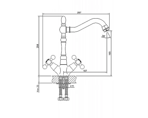 Купить Смеситель для кухни Haiba HB4419-4 Бронза в магазине сантехники Santeh-Crystal.ru