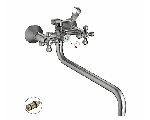 Приобрести Смеситель для ванны Haiba HB2619-5 универсальный Сатин в магазине сантехники Santeh-Crystal.ru