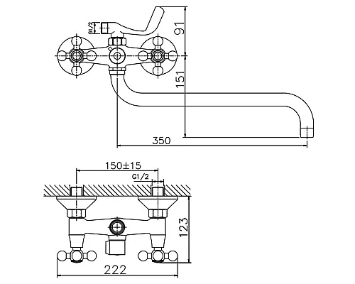 Приобрести Смеситель для ванны Haiba HB2619-5 универсальный Сатин в магазине сантехники Santeh-Crystal.ru