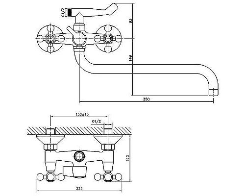 Заказать Смеситель для ванны Haiba HB2619-2 универсальный Хром в магазине сантехники Santeh-Crystal.ru