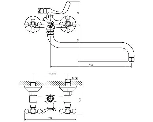 Купить Смеситель для ванны Haiba HB2719 универсальный Хром в магазине сантехники Santeh-Crystal.ru