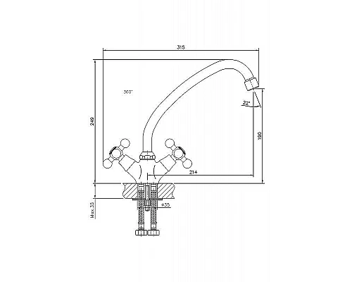 Купить Смеситель для кухни Haiba HB4519 Хром в магазине сантехники Santeh-Crystal.ru