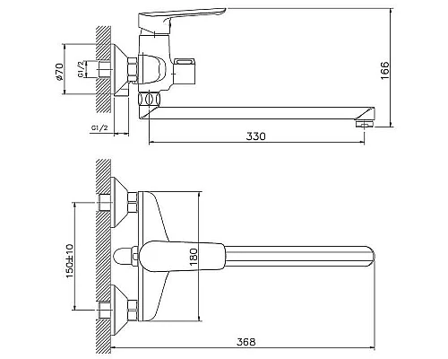Заказать Смеситель для ванны Haiba HB22198 универсальный Хром в магазине сантехники Santeh-Crystal.ru