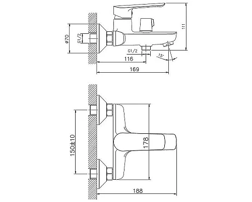 Приобрести Смеситель для ванны Haiba HB60198 Хром в магазине сантехники Santeh-Crystal.ru