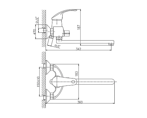 Купить Смеситель для ванны Haiba HB2221 универсальный Хром в магазине сантехники Santeh-Crystal.ru