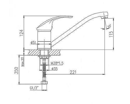 Заказать Смеситель для кухни Haiba HB4921 Хром в магазине сантехники Santeh-Crystal.ru