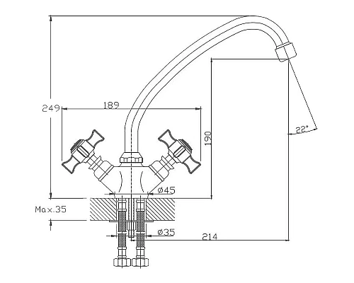 Купить Смеситель для кухни Haiba HB4924 Хром в магазине сантехники Santeh-Crystal.ru