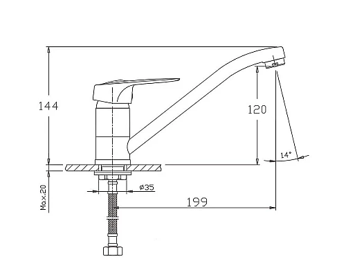 Купить Смеситель для кухни Haiba HB4937 Хром в магазине сантехники Santeh-Crystal.ru