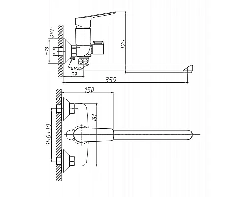 Приобрести Смеситель для ванны Haiba HB22506 универсальный Хром в магазине сантехники Santeh-Crystal.ru