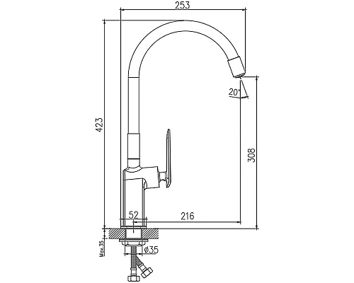Купить Смеситель для кухни Haiba HB73548-7 Черный Хром в магазине сантехники Santeh-Crystal.ru