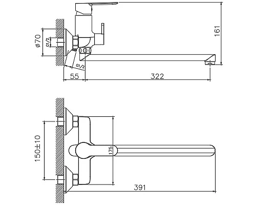 Заказать Смеситель для ванны Haiba HB22557-8 универсальный Белый Хром в магазине сантехники Santeh-Crystal.ru