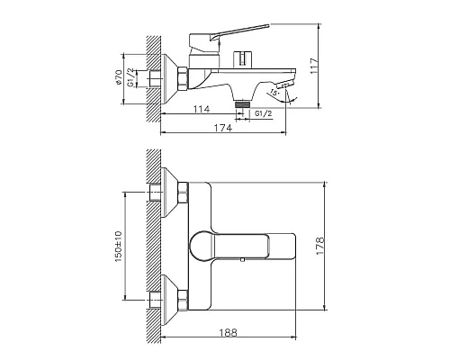 Заказать Смеситель для ванны Haiba HB60559 Хром в магазине сантехники Santeh-Crystal.ru