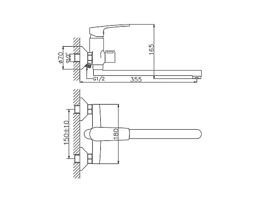 Заказать Смеситель для ванны Haiba HB22587 универсальный Хром в магазине сантехники Santeh-Crystal.ru