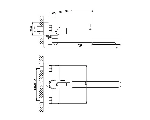Заказать Смеситель для ванны Haiba HB22589 универсальный Хром в магазине сантехники Santeh-Crystal.ru