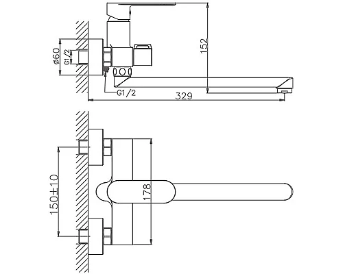 Купить Смеситель для ванны Haiba HB22590 универсальный Хром в магазине сантехники Santeh-Crystal.ru