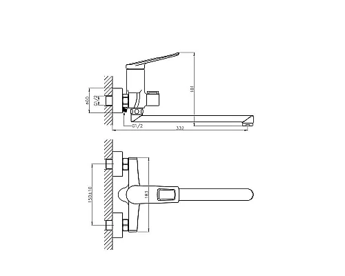 Купить Смеситель для ванны Haiba HB22595 универсальный Хром в магазине сантехники Santeh-Crystal.ru