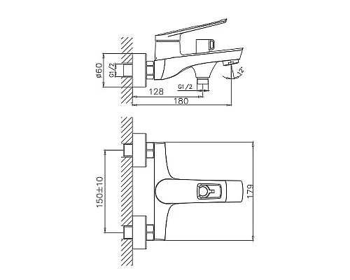 Заказать Смеситель для ванны Haiba HB60595 Хром в магазине сантехники Santeh-Crystal.ru