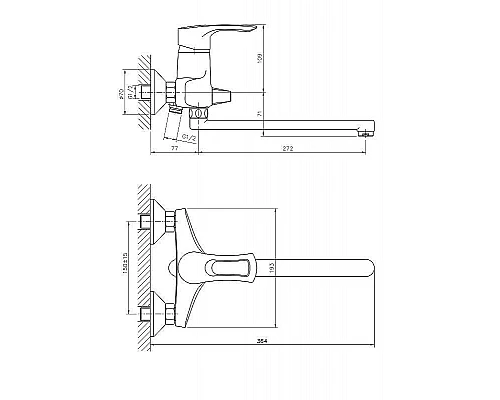 Заказать Смеситель для ванны Haiba HB2266 универсальный Хром в магазине сантехники Santeh-Crystal.ru