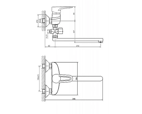 Приобрести Смеситель для ванны Haiba HB2168 универсальный Хром в магазине сантехники Santeh-Crystal.ru