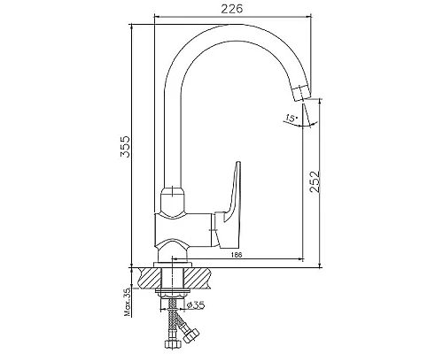 Приобрести Смеситель для кухни Haiba HB4068 Хром в магазине сантехники Santeh-Crystal.ru