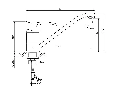 Заказать Смеситель для кухни Haiba HB4970 Хром в магазине сантехники Santeh-Crystal.ru