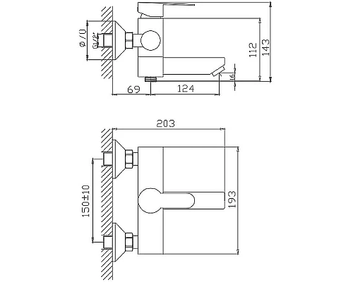 Заказать Смеситель для ванны Haiba HB60801 Нержавеющая сталь в магазине сантехники Santeh-Crystal.ru