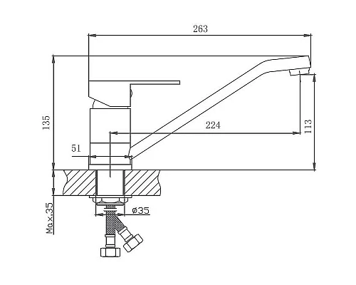Заказать Смеситель для кухни Haiba HB42802 Нержавеющая сталь в магазине сантехники Santeh-Crystal.ru