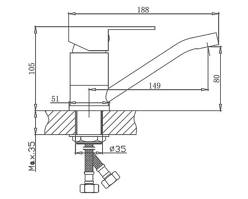 Заказать Смеситель для кухни Haiba HB45802 Нержавеющая сталь в магазине сантехники Santeh-Crystal.ru
