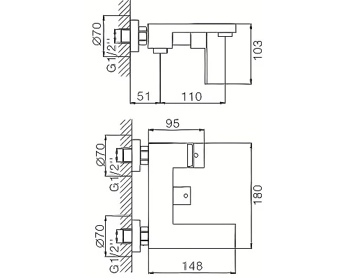 Заказать Смеситель для ванны Haiba HB60803-7 Черный матовый в магазине сантехники Santeh-Crystal.ru