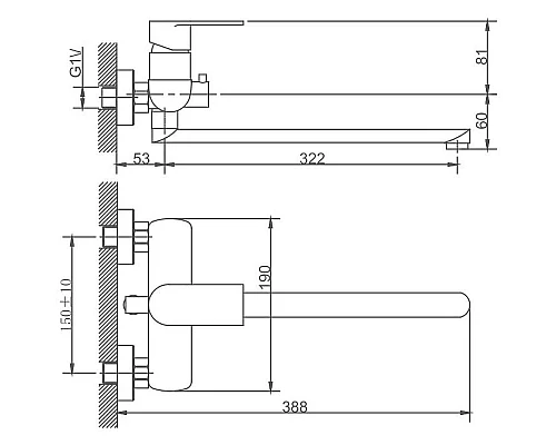 Приобрести Смеситель для ванны Haiba HB22807 универсальный Нержавеющая сталь в магазине сантехники Santeh-Crystal.ru