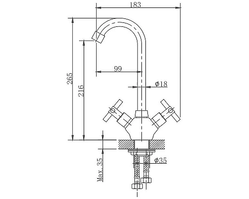Приобрести Смеситель для кухни Haiba HB49808 Нержавеющая сталь в магазине сантехники Santeh-Crystal.ru