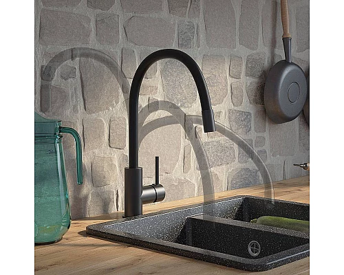 Купить Смеситель для кухни Iddis Kitchen 360 K36BLJ0i05 Черный матовый в магазине сантехники Santeh-Crystal.ru
