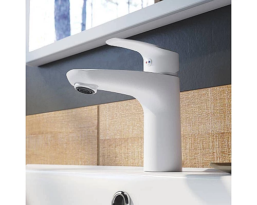 Приобрести Смеситель для раковины Iddis Ray RAYWT00i01 Белый матовый в магазине сантехники Santeh-Crystal.ru