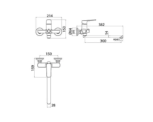 Купить Смеситель для ванны Iddis Sign SIGSBL2i10WA универсальный Хром в магазине сантехники Santeh-Crystal.ru