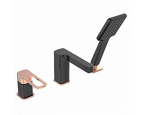 Купить Смеситель на борт ванны Iddis Slide SLIBG30i07 Черный Розовое золото в магазине сантехники Santeh-Crystal.ru