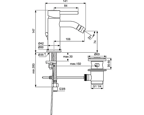 Заказать Смеситель для биде Ideal Standard Ceraline BC197AA Хром в магазине сантехники Santeh-Crystal.ru