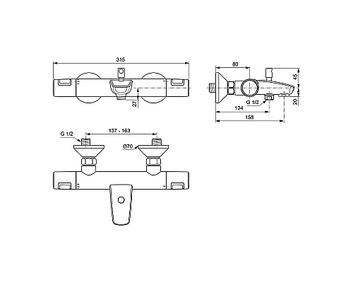 Заказать Комплект смесителей Ideal Standard Ceratherm T25 BC984AA Хром в магазине сантехники Santeh-Crystal.ru