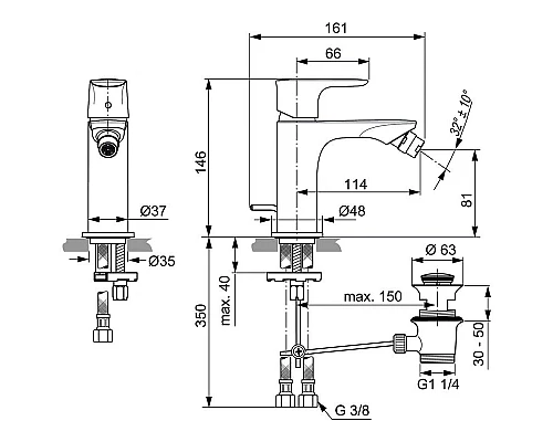 Приобрести Смеситель для биде Ideal Standard Connect Air A7030AA Хром в магазине сантехники Santeh-Crystal.ru