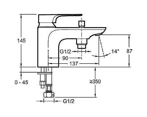 Приобрести Смеситель для ванны Jacob Delafon Aleo+ E72321-CP Хром в магазине сантехники Santeh-Crystal.ru