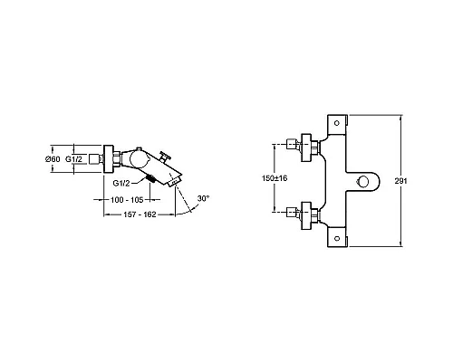 Заказать Смеситель для ванны Jacob Delafon Brive E24335-CP с термостатом Хром в магазине сантехники Santeh-Crystal.ru