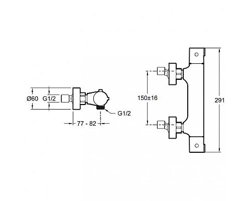Купить Смеситель для душа Jacob Delafon Brive E24334-CP с термостатом Хром в магазине сантехники Santeh-Crystal.ru