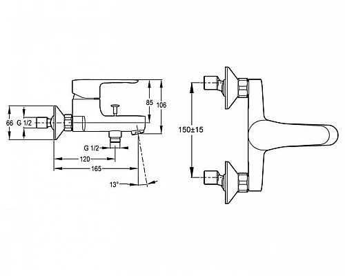 Приобрести Смеситель для ванны Jacob Delafon July E16033-4 Хром в магазине сантехники Santeh-Crystal.ru