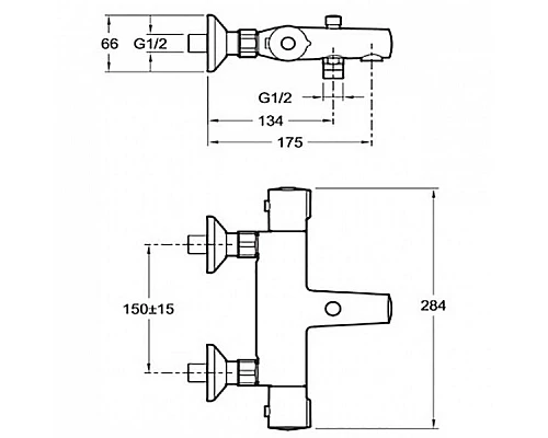 Приобрести Смеситель для ванны Jacob Delafon July E45714-CP с термостатом Хром в магазине сантехники Santeh-Crystal.ru
