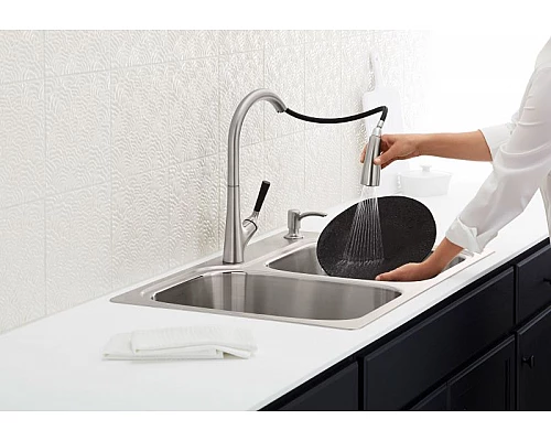 Купить Смеситель для кухни Jacob Delafon Malleco E562-VS Матовая сталь в магазине сантехники Santeh-Crystal.ru