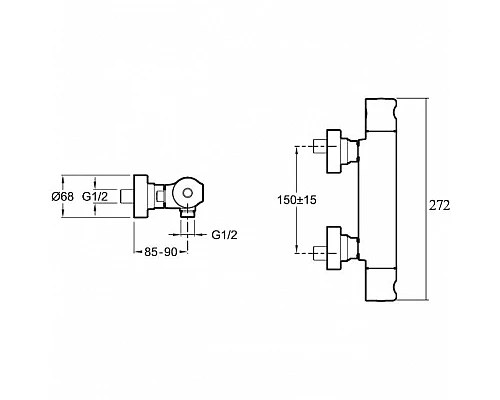 Заказать Смеситель для душа Jacob Delafon Singulier E10872-CP с термостатом Хром в магазине сантехники Santeh-Crystal.ru