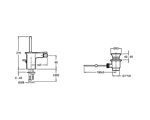 Приобрести Смеситель для биде Jacob Delafon Stance E14763-CP Хром в магазине сантехники Santeh-Crystal.ru