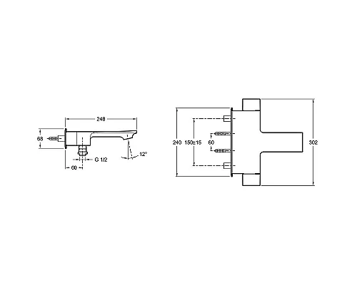 Приобрести Смеситель для ванны Jacob Delafon Stance E9100-CP Хром в магазине сантехники Santeh-Crystal.ru