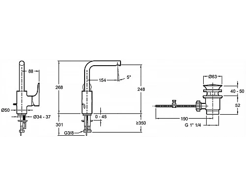 Заказать Смеситель для раковины Jacob Delafon Villette E23719-CP Хром в магазине сантехники Santeh-Crystal.ru