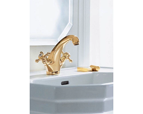 Приобрести Смеситель для раковины Kludi Adlon 510104520 Золото 23 карат в магазине сантехники Santeh-Crystal.ru