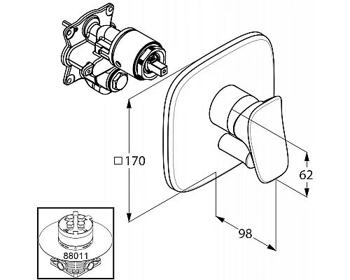 Приобрести Смеситель для душа Kludi Ambienta 536550575 Хром в магазине сантехники Santeh-Crystal.ru